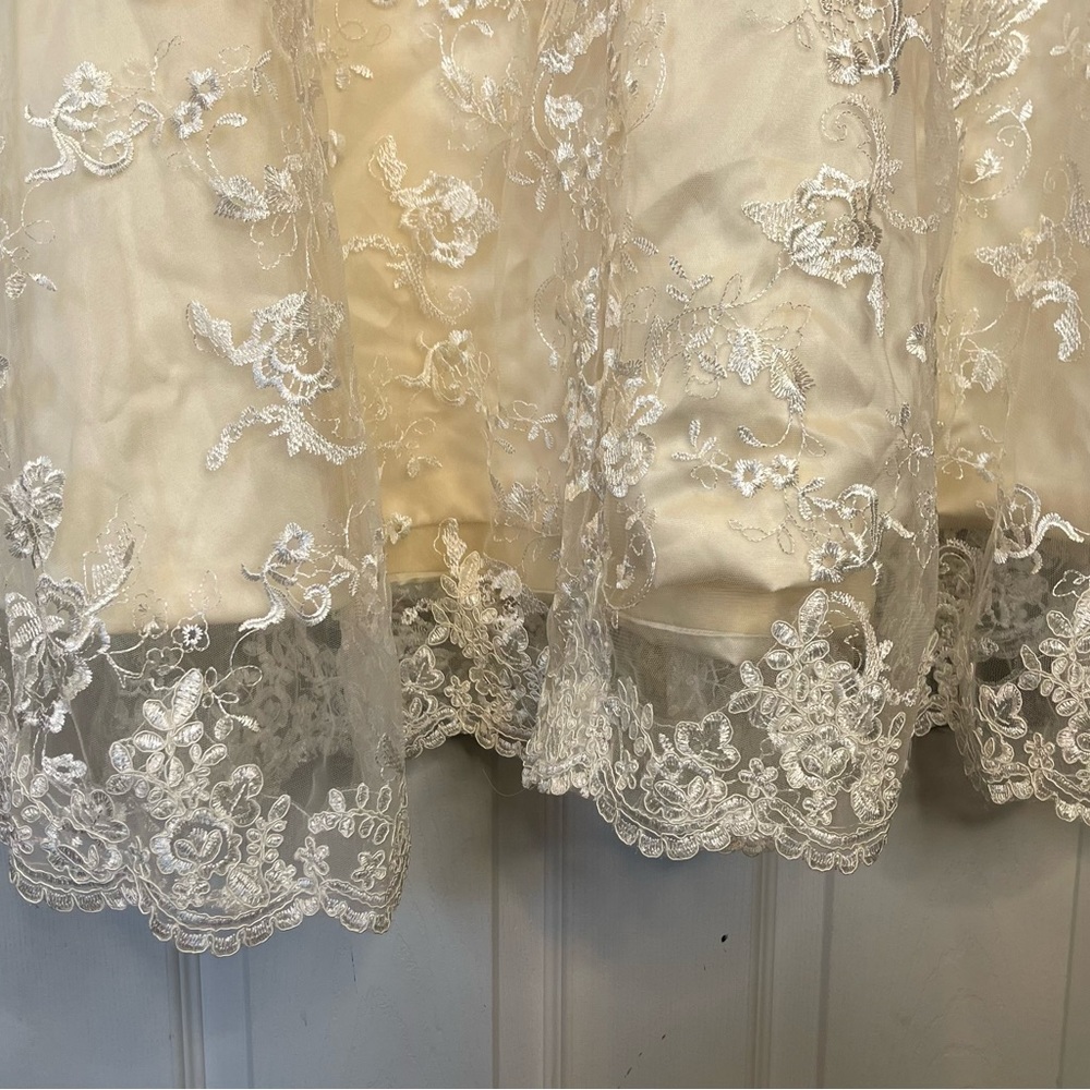 Ivory Lace Cap-Sleeve A-Line Dress - Picture 11 of 11